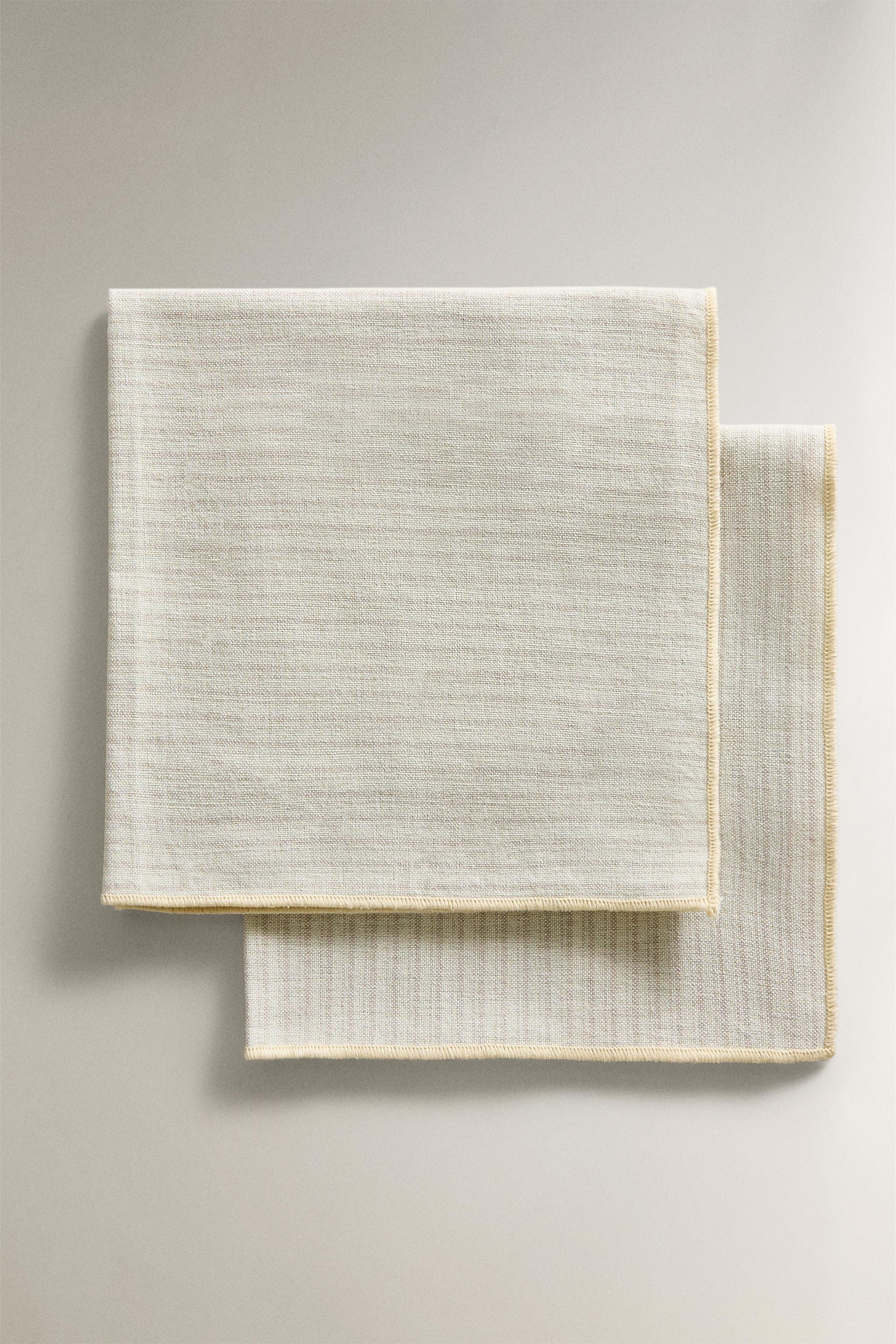 LOT SERVIETTES RAYURES OVERLOCK (LOT DE 2)